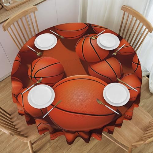 BWWHCCTI Runde Tischdecke, Basketball, bedruckt, 152,4 cm, waschbar, mit Spitze, Polyester, Tischdecke für Küche, Buffet, Urlaub, Party, Hochzeitsbankett, Orange BWWHCCTI Runde Tischdecke, Basketball, bedruckt, 152,4 cm, waschbar, mit Spitze, Polyester, Tischdecke für Küche, Buffet, Urlaub, Party, Hochzeitsbankett, Orange von BWWHCCTI