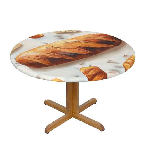 BWWHCCTI Runde Tischdecke, bemalt, Brot, bedruckt, wasserdicht, elastisch, dekorativ, Esstisch, Größe M BWWHCCTI Runde Tischdecke, bemalt, Brot, bedruckt, wasserdicht, elastisch, dekorativ, Esstisch, Größe M von BWWHCCTI