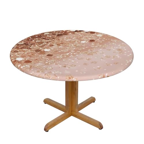 BWWHCCTI Runde Tischdecke, roségoldener Glitzer-Druck, wasserdicht, elastisch, dekorativ, Esstisch, Größe M BWWHCCTI Runde Tischdecke, roségoldener Glitzer-Druck, wasserdicht, elastisch, dekorativ, Esstisch, Größe M von BWWHCCTI