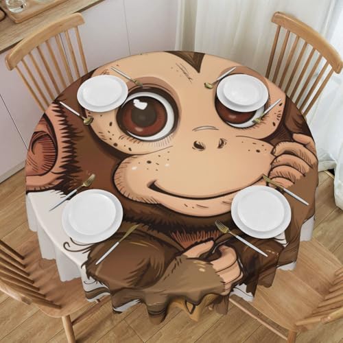 BWWHCCTI Runde Tischdecke mit Affen-Motiv, bedruckt, 152,4 cm, waschbar, mit Spitze, Polyester-Tischdecke für Küche, Buffet, Urlaub, Party, Hochzeitsbankett BWWHCCTI Runde Tischdecke mit Affen-Motiv, bedruckt, 152,4 cm, waschbar, mit Spitze, Polyester-Tischdecke für Küche, Buffet, Urlaub, Party, Hochzeitsbankett von BWWHCCTI