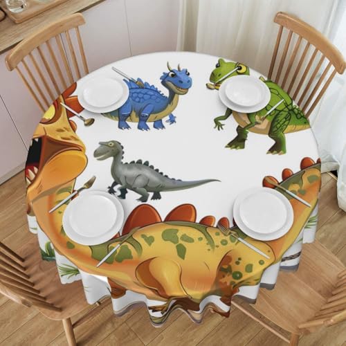 BWWHCCTI Runde Tischdecke mit Cartoon-Dinosaurier-Bildern, 152,4 cm, waschbar, mit Spitze, Polyester-Tischdecke für Küche, Buffet, Urlaub, Party, Hochzeitsbankett BWWHCCTI Runde Tischdecke mit Cartoon-Dinosaurier-Bildern, 152,4 cm, waschbar, mit Spitze, Polyester-Tischdecke für Küche, Buffet, Urlaub, Party, Hochzeitsbankett von BWWHCCTI