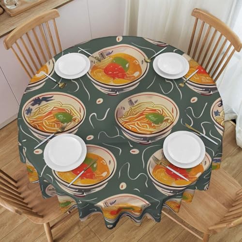 BWWHCCTI Runde Tischdecke mit Eierbecher-Nudeln, bedruckt, 152,4 cm, waschbar, Esstisch, dekorative Tischdecke mit Spitze, Polyester-Tischdecke für Küche, Buffet, Urlaub, Party, Hochzeitsbankett BWWHCCTI Runde Tischdecke mit Eierbecher-Nudeln, bedruckt, 152,4 cm, waschbar, Esstisch, dekorative Tischdecke mit Spitze, Polyester-Tischdecke für Küche, Buffet, Urlaub, Party, Hochzeitsbankett von BWWHCCTI