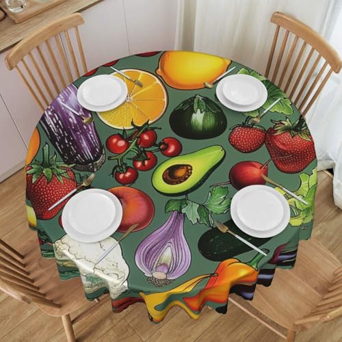 BWWHCCTI Runde Tischdecke mit Gemüse, Obst, bedruckt, 152,4 cm, waschbar, mit Spitze, Polyester-Tischdecke für Küche, Buffet, Urlaub, Party, Hochzeitsbankett BWWHCCTI Runde Tischdecke mit Gemüse, Obst, bedruckt, 152,4 cm, waschbar, mit Spitze, Polyester-Tischdecke für Küche, Buffet, Urlaub, Party, Hochzeitsbankett von BWWHCCTI
