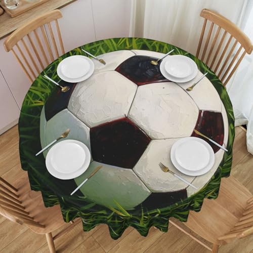 BWWHCCTI Runde Tischdecke mit Gras- und Fußballdruck, 152,4 cm, waschbar, mit Spitze, Polyester-Tischdecke für Küche, Buffet, Urlaub, Party, Hochzeitsbankett BWWHCCTI Runde Tischdecke mit Gras- und Fußballdruck, 152,4 cm, waschbar, mit Spitze, Polyester-Tischdecke für Küche, Buffet, Urlaub, Party, Hochzeitsbankett von BWWHCCTI