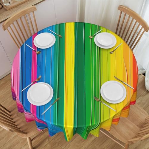 BWWHCCTI Runde Tischdecke mit Regenbogenfarben-Streifen, 152,4 cm, waschbar, mit Spitze, Polyester-Tischdecke für Küche, Buffet, Urlaub, Party, Hochzeitsbankett BWWHCCTI Runde Tischdecke mit Regenbogenfarben-Streifen, 152,4 cm, waschbar, mit Spitze, Polyester-Tischdecke für Küche, Buffet, Urlaub, Party, Hochzeitsbankett von BWWHCCTI