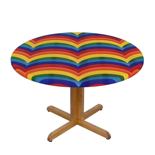 BWWHCCTI Runde Tischdecke mit Regenbogenmuster, wasserdicht, elastisch, dekorativ, Esstischabdeckung, Größe M BWWHCCTI Runde Tischdecke mit Regenbogenmuster, wasserdicht, elastisch, dekorativ, Esstischabdeckung, Größe M von BWWHCCTI