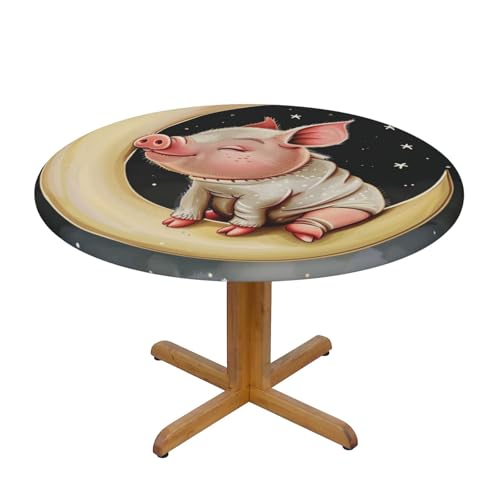 BWWHCCTI Runde Tischdecke mit Tiermotiven, bedruckt, wasserdicht, elastisch, dekorativ, für Esstisch, Größe S von BWWHCCTI