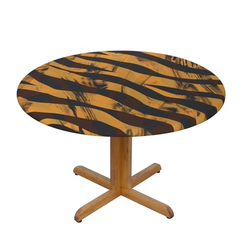 BWWHCCTI Runde Tischdecke mit Tigerstreifen, wasserdicht, elastisch, dekorativ, für Esstisch, Größe M BWWHCCTI Runde Tischdecke mit Tigerstreifen, wasserdicht, elastisch, dekorativ, für Esstisch, Größe M von BWWHCCTI