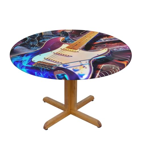 BWWHCCTI Runde Tischdecke mit magischer E-Gitarre, bedruckt, wasserdicht, elastisch, dekorativ, Esstisch, Größe M BWWHCCTI Runde Tischdecke mit magischer E-Gitarre, bedruckt, wasserdicht, elastisch, dekorativ, Esstisch, Größe M von BWWHCCTI