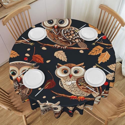 BWWHCCTI Runde Tischdecke mit niedlichen Eulen, bedruckt, 152,4 cm, waschbar, für Esszimmer, dekorative Tischdecken mit Spitze, Polyester-Tischdecke für Küche, Buffet, Urlaub, Party, Hochzeitsbankett BWWHCCTI Runde Tischdecke mit niedlichen Eulen, bedruckt, 152,4 cm, waschbar, für Esszimmer, dekorative Tischdecken mit Spitze, Polyester-Tischdecke für Küche, Buffet, Urlaub, Party, Hochzeitsbankett von BWWHCCTI