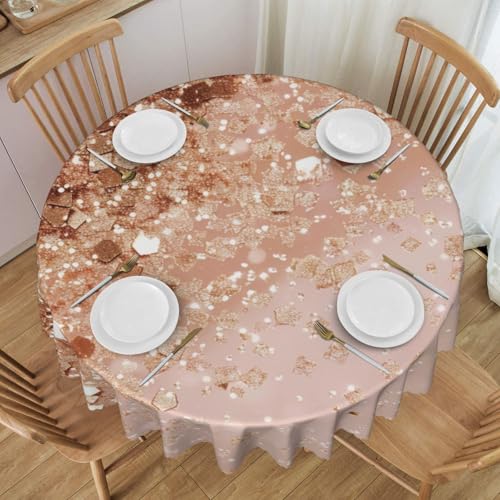 BWWHCCTI Runde Tischdecke mit rotgoldenem Glitzer-Druck, 152,4 cm, waschbar, für Esszimmer, dekorative Tischdecken mit Spitze, Polyester-Tischdecke für Küche, Buffet, Urlaub, Party, Hochzeitsbankett BWWHCCTI Runde Tischdecke mit rotgoldenem Glitzer-Druck, 152,4 cm, waschbar, für Esszimmer, dekorative Tischdecken mit Spitze, Polyester-Tischdecke für Küche, Buffet, Urlaub, Party, Hochzeitsbankett von BWWHCCTI