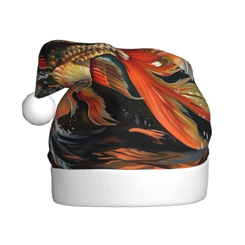 BWWHCCTI Saflor-Weihnachtsmütze mit fliegendem Fisch, bedruckt, für Erwachsene, Männer, Frauen, lustige Plüsch-Weihnachtsmannmütze, Weihnachten, Urlaub, Partyhut BWWHCCTI Saflor-Weihnachtsmütze mit fliegendem Fisch, bedruckt, für Erwachsene, Männer, Frauen, lustige Plüsch-Weihnachtsmannmütze, Weihnachten, Urlaub, Partyhut von BWWHCCTI