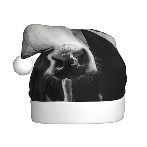 BWWHCCTI Schwarz-weiße Kuh-bedruckte Weihnachtsmütze für Erwachsene, Männer und Frauen, lustige Plüsch-Weihnachtsmannmütze, Weihnachten, Urlaub, Partyhut BWWHCCTI Schwarz-weiße Kuh-bedruckte Weihnachtsmütze für Erwachsene, Männer und Frauen, lustige Plüsch-Weihnachtsmannmütze, Weihnachten, Urlaub, Partyhut von BWWHCCTI