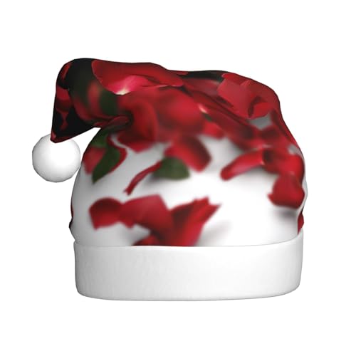 BWWHCCTI Schwimmende rote Rosenblütenblätter, bedruckte Weihnachtsmütze für Erwachsene, Männer und Frauen, lustige Plüsch-Weihnachtsmannmütze, Weihnachten, Urlaub, Partyhut BWWHCCTI Schwimmende rote Rosenblütenblätter, bedruckte Weihnachtsmütze für Erwachsene, Männer und Frauen, lustige Plüsch-Weihnachtsmannmütze, Weihnachten, Urlaub, Partyhut von BWWHCCTI