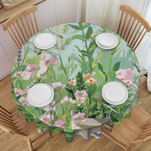 BWWHCCTI Springtime Tischdecke mit Kräutergarten, bedruckt, rund, 152,4 cm, waschbar, mit Spitze, Polyester, Tischdecke für Küche, Buffet, Urlaub, Party, Hochzeitsbankett BWWHCCTI Springtime Tischdecke mit Kräutergarten, bedruckt, rund, 152,4 cm, waschbar, mit Spitze, Polyester, Tischdecke für Küche, Buffet, Urlaub, Party, Hochzeitsbankett von BWWHCCTI
