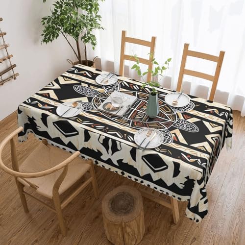 BWWHCCTI Tischdecke, Motiv: ethnische Schildkröte, gestreift, bedruckt, rechteckig, 137,2 x 183,9 cm, waschbar, dekorative Tischdecke mit Spitze, Polyester, Tischdecke für Küche, Buffet, Urlaub, Party BWWHCCTI Tischdecke, Motiv: ethnische Schildkröte, gestreift, bedruckt, rechteckig, 137,2 x 183,9 cm, waschbar, dekorative Tischdecke mit Spitze, Polyester, Tischdecke für Küche, Buffet, Urlaub, Party von BWWHCCTI