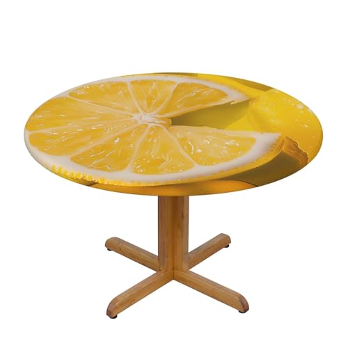 BWWHCCTI Tischdecke, rund, bedruckt, wasserdicht, elastisch, dekorativ, für Esstisch, Größe M, Gelb von BWWHCCTI