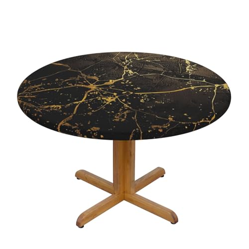 BWWHCCTI Tischdecke, rund, bedruckt, wasserdicht, elastisch, dekorativ, für Esstisch, Größe M, goldfarben / Schwarz BWWHCCTI Tischdecke, rund, bedruckt, wasserdicht, elastisch, dekorativ, für Esstisch, Größe M, goldfarben / Schwarz von BWWHCCTI