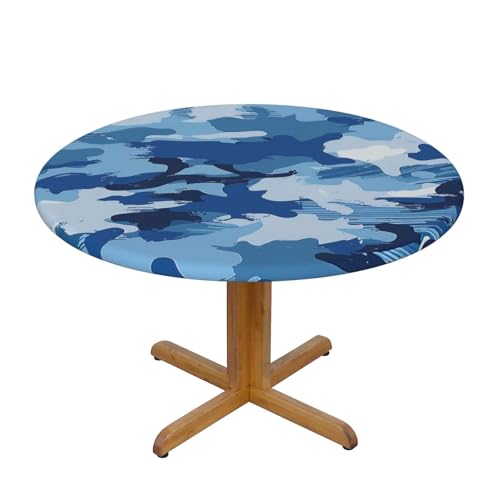BWWHCCTI Tischdecke, rund, wasserdicht, elastisch, dekorativ, für Esstisch, Größe S, Blau BWWHCCTI Tischdecke, rund, wasserdicht, elastisch, dekorativ, für Esstisch, Größe S, Blau von BWWHCCTI