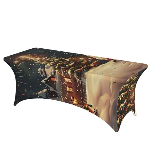 BWWHCCTI Tischdecke mit Aufdruck "Merry Christmas", elastische Kanten, waschbare Tischdecke für Hochzeiten, Messen, Partys, Küche, Esszimmer und Bankette BWWHCCTI Tischdecke mit Aufdruck "Merry Christmas", elastische Kanten, waschbare Tischdecke für Hochzeiten, Messen, Partys, Küche, Esszimmer und Bankette von BWWHCCTI