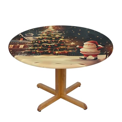 BWWHCCTI Tischdecke mit Aufschrift "Merry Christmas", rund, wasserdicht, elastisch, dekorativ, Esstischabdeckung, klein BWWHCCTI Tischdecke mit Aufschrift "Merry Christmas", rund, wasserdicht, elastisch, dekorativ, Esstischabdeckung, klein von BWWHCCTI