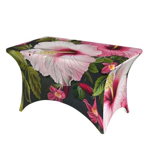 BWWHCCTI Tischdecke mit Hibiskusblumen, bedruckt, elastische Kanten, waschbare Tischdecke für Hochzeiten, Messen, Partys, Küche, Esszimmer und Bankette BWWHCCTI Tischdecke mit Hibiskusblumen, bedruckt, elastische Kanten, waschbare Tischdecke für Hochzeiten, Messen, Partys, Küche, Esszimmer und Bankette von BWWHCCTI