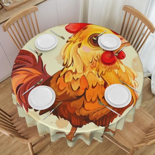 BWWHCCTI Tischdecke mit Hühnerküken, bedruckt, rund, 152,4 cm, waschbar, mit Spitze, Polyester, Tischdecke für Küche, Buffet, Urlaub, Party, Hochzeitsbankett BWWHCCTI Tischdecke mit Hühnerküken, bedruckt, rund, 152,4 cm, waschbar, mit Spitze, Polyester, Tischdecke für Küche, Buffet, Urlaub, Party, Hochzeitsbankett von BWWHCCTI