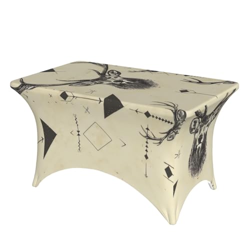 BWWHCCTI Tischdecke mit Jagdpfeilen, Dreiecken, Hirsch, bedruckt, elastische Kanten, waschbare Tischdecke für Hochzeiten, Messen, Partys, Küche, Esszimmer und Bankette BWWHCCTI Tischdecke mit Jagdpfeilen, Dreiecken, Hirsch, bedruckt, elastische Kanten, waschbare Tischdecke für Hochzeiten, Messen, Partys, Küche, Esszimmer und Bankette von BWWHCCTI