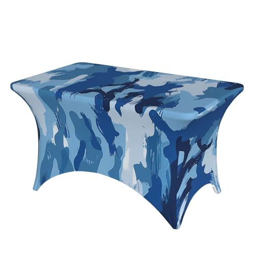 BWWHCCTI Tischdecke mit blauem Camouflage-Muster, elastische Kanten, waschbare Tischdecke für Hochzeiten, Messen, Partys, Küche, Esszimmer und Bankette BWWHCCTI Tischdecke mit blauem Camouflage-Muster, elastische Kanten, waschbare Tischdecke für Hochzeiten, Messen, Partys, Küche, Esszimmer und Bankette von BWWHCCTI