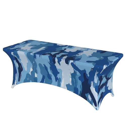 BWWHCCTI Tischdecke mit blauem Camouflage-Muster, elastische Kanten, waschbare Tischdecke für Hochzeiten, Messen, Partys, Küche, Esszimmer und Bankette BWWHCCTI Tischdecke mit blauem Camouflage-Muster, elastische Kanten, waschbare Tischdecke für Hochzeiten, Messen, Partys, Küche, Esszimmer und Bankette von BWWHCCTI