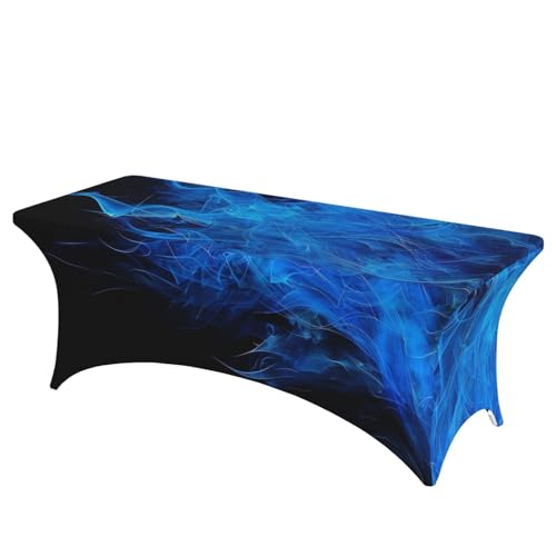 BWWHCCTI Tischdecke mit blauem Flammenmuster, elastische Kanten, waschbare Tischdecke für Hochzeiten, Messen, Partys, Küche, Esszimmer und Bankette BWWHCCTI Tischdecke mit blauem Flammenmuster, elastische Kanten, waschbare Tischdecke für Hochzeiten, Messen, Partys, Küche, Esszimmer und Bankette von BWWHCCTI
