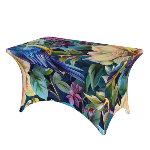 BWWHCCTI Tischdecke mit bunten Blumen und Vögeln, elastische Kanten, waschbare Tischdecke für Hochzeiten, Messen, Partys, Küche, Esszimmer und Bankette BWWHCCTI Tischdecke mit bunten Blumen und Vögeln, elastische Kanten, waschbare Tischdecke für Hochzeiten, Messen, Partys, Küche, Esszimmer und Bankette von BWWHCCTI
