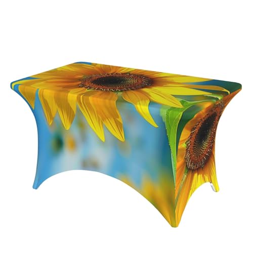 BWWHCCTI Tischdecke mit schönem Sonnenblumen-Druck, elastische Kanten, waschbare Tischdecke für Hochzeiten, Messen, Partys, Küche, Esszimmer und Bankette BWWHCCTI Tischdecke mit schönem Sonnenblumen-Druck, elastische Kanten, waschbare Tischdecke für Hochzeiten, Messen, Partys, Küche, Esszimmer und Bankette von BWWHCCTI