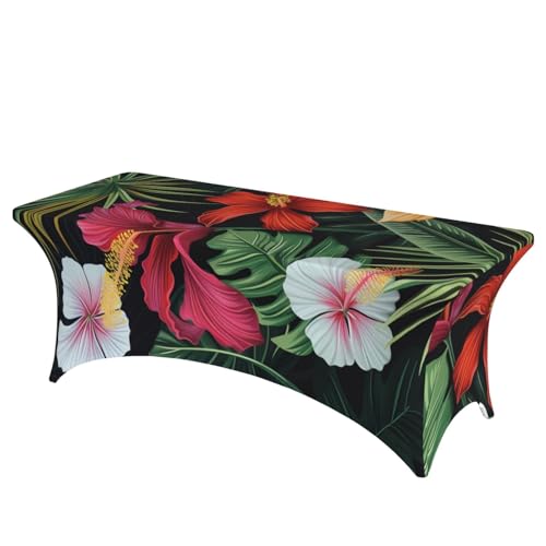 BWWHCCTI Tischdecke mit tropischem Blumendruck, elastische Kanten, waschbare Tischdecke für Hochzeiten, Messen, Partys, Küche, Esszimmer und Bankette BWWHCCTI Tischdecke mit tropischem Blumendruck, elastische Kanten, waschbare Tischdecke für Hochzeiten, Messen, Partys, Küche, Esszimmer und Bankette von BWWHCCTI