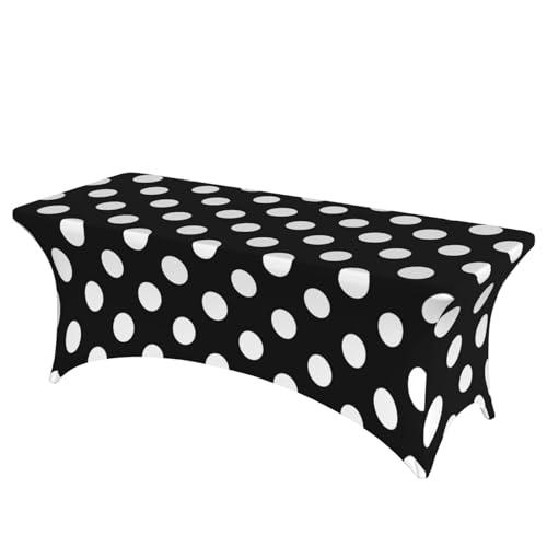 BWWHCCTI Tischdecke mit weißem Punktemuster, elastische Kanten, waschbare Tischdecke für Hochzeiten, Messen, Partys, Küche, Esszimmer und Bankette von BWWHCCTI