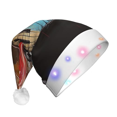 BWWHCCTI Treble Love and Music bedruckte LED-Weihnachtsmütze für Erwachsene Männer und Frauen, lustige Plüsch-Weihnachtsmannmütze, Urlaub, Partyhut BWWHCCTI Treble Love and Music bedruckte LED-Weihnachtsmütze für Erwachsene Männer und Frauen, lustige Plüsch-Weihnachtsmannmütze, Urlaub, Partyhut von BWWHCCTI