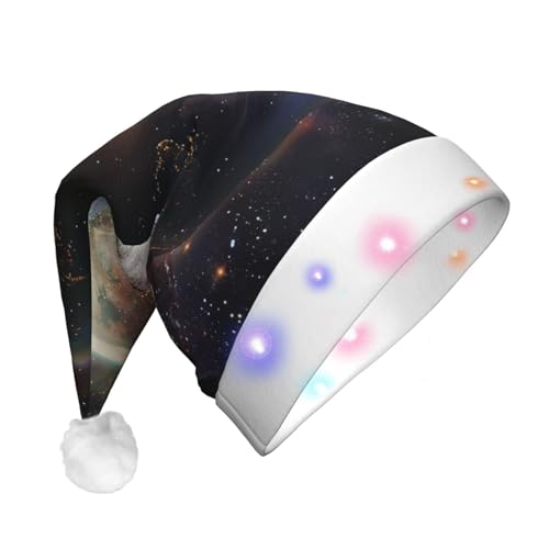 BWWHCCTI Universe Planet bedruckte LED-Weihnachtsmütze für Erwachsene Männer und Frauen, lustige Plüsch-Weihnachtsmannmütze, Weihnachtsmannmütze, Urlaub, Partyhut BWWHCCTI Universe Planet bedruckte LED-Weihnachtsmütze für Erwachsene Männer und Frauen, lustige Plüsch-Weihnachtsmannmütze, Weihnachtsmannmütze, Urlaub, Partyhut von BWWHCCTI
