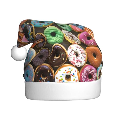 BWWHCCTI Viele Arten von Donuts, bedruckte Weihnachtsmütze für Erwachsene, Männer und Frauen, lustige Plüsch-Weihnachtsmannmütze, Weihnachten, Urlaub, Partyhut BWWHCCTI Viele Arten von Donuts, bedruckte Weihnachtsmütze für Erwachsene, Männer und Frauen, lustige Plüsch-Weihnachtsmannmütze, Weihnachten, Urlaub, Partyhut von BWWHCCTI