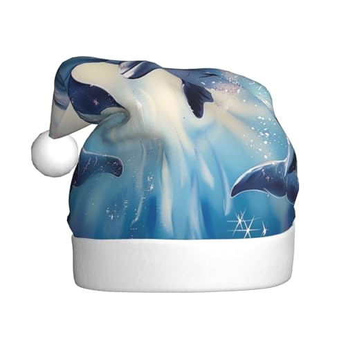 BWWHCCTI Weihnachtsmütze Delfine in Love 1 bedruckte Weihnachtsmütze für Erwachsene, Männer, Frauen, lustige Plüsch-Weihnachtsmannmütze, Weihnachten, Urlaub, Partyhut BWWHCCTI Weihnachtsmütze Delfine in Love 1 bedruckte Weihnachtsmütze für Erwachsene, Männer, Frauen, lustige Plüsch-Weihnachtsmannmütze, Weihnachten, Urlaub, Partyhut von BWWHCCTI