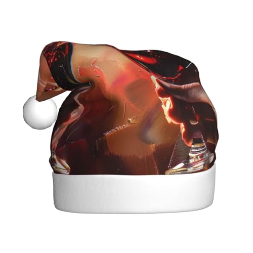 BWWHCCTI Weihnachtsmütze aus Rotweinglas, bedruckt, für Erwachsene, Männer, Frauen, lustige Plüsch-Weihnachtsmannmütze, Weihnachten, Urlaub, Partyhut BWWHCCTI Weihnachtsmütze aus Rotweinglas, bedruckt, für Erwachsene, Männer, Frauen, lustige Plüsch-Weihnachtsmannmütze, Weihnachten, Urlaub, Partyhut von BWWHCCTI