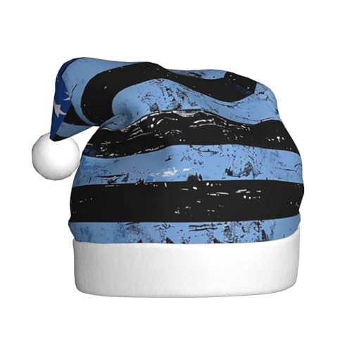 BWWHCCTI Weihnachtsmütze im Retro-Stil, blaue dünne Linie, USA-Flagge, bedruckte Weihnachtsmütze für Erwachsene, Männer, Frauen, lustige Plüsch-Weihnachtsmannmütze, Weihnachten, Urlaub, Partyhut BWWHCCTI Weihnachtsmütze im Retro-Stil, blaue dünne Linie, USA-Flagge, bedruckte Weihnachtsmütze für Erwachsene, Männer, Frauen, lustige Plüsch-Weihnachtsmannmütze, Weihnachten, Urlaub, Partyhut von BWWHCCTI