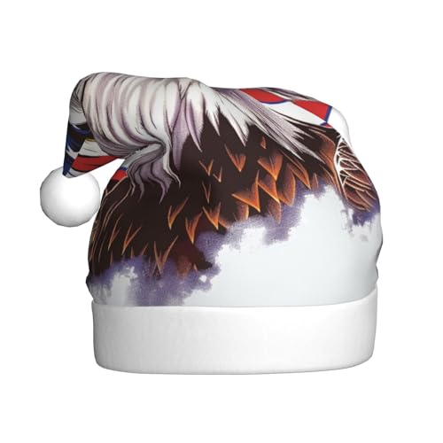 BWWHCCTI Weihnachtsmütze mit Adler mit USA-Flagge, bedruckt, für Erwachsene, Männer, Frauen, lustige Plüsch-Weihnachtsmannmütze, Weihnachten, Urlaub, Partyhut BWWHCCTI Weihnachtsmütze mit Adler mit USA-Flagge, bedruckt, für Erwachsene, Männer, Frauen, lustige Plüsch-Weihnachtsmannmütze, Weihnachten, Urlaub, Partyhut von BWWHCCTI