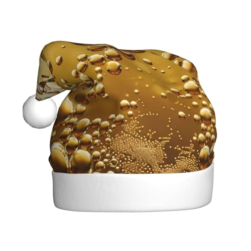 BWWHCCTI Weihnachtsmütze mit Bierblasen-Druck, für Erwachsene, Männer, Frauen, lustige Plüsch-Weihnachtsmannmütze, Weihnachten, Urlaub, Partyhut von BWWHCCTI