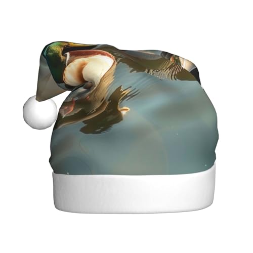 BWWHCCTI Weihnachtsmütze mit Entenmotiv, bedruckt, für Erwachsene, Herren, Damen, lustig, Plüsch, Weihnachtsmannmütze, Weihnachten, Urlaub, Party von BWWHCCTI