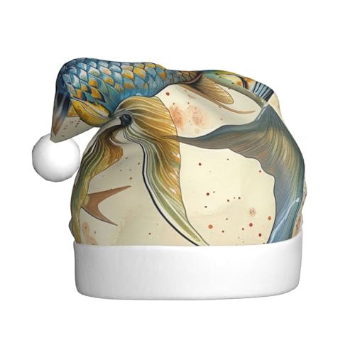 BWWHCCTI Weihnachtsmütze mit Fisch-Kunstdruck, für Erwachsene, Männer und Frauen, lustige Plüsch-Weihnachtsmannmütze, Weihnachten, Urlaub, Partyhut BWWHCCTI Weihnachtsmütze mit Fisch-Kunstdruck, für Erwachsene, Männer und Frauen, lustige Plüsch-Weihnachtsmannmütze, Weihnachten, Urlaub, Partyhut von BWWHCCTI