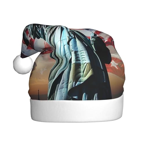 BWWHCCTI Weihnachtsmütze mit Freiheitsstatue-Flagge, bedruckt, für Erwachsene, Männer, Frauen, lustiger Plüsch-Weihnachtsmannmütze, Weihnachten, Urlaub, Partyhut BWWHCCTI Weihnachtsmütze mit Freiheitsstatue-Flagge, bedruckt, für Erwachsene, Männer, Frauen, lustiger Plüsch-Weihnachtsmannmütze, Weihnachten, Urlaub, Partyhut von BWWHCCTI