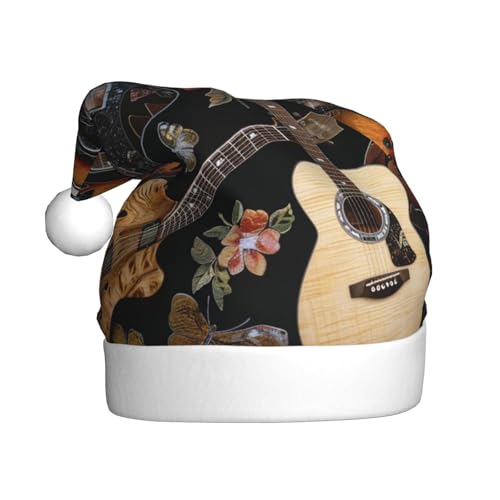 BWWHCCTI Weihnachtsmütze mit Gitarren-Aufdruck für Erwachsene, Männer und Frauen, lustige Plüsch-Weihnachtsmannmütze, Weihnachten, Urlaub, Partyhut BWWHCCTI Weihnachtsmütze mit Gitarren-Aufdruck für Erwachsene, Männer und Frauen, lustige Plüsch-Weihnachtsmannmütze, Weihnachten, Urlaub, Partyhut von BWWHCCTI