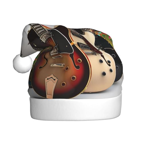 BWWHCCTI Weihnachtsmütze mit Gitarren-Aufdruck für Erwachsene, Männer und Frauen, lustige Plüsch-Weihnachtsmannmütze, Weihnachten, Urlaub, Partyhut BWWHCCTI Weihnachtsmütze mit Gitarren-Aufdruck für Erwachsene, Männer und Frauen, lustige Plüsch-Weihnachtsmannmütze, Weihnachten, Urlaub, Partyhut von BWWHCCTI