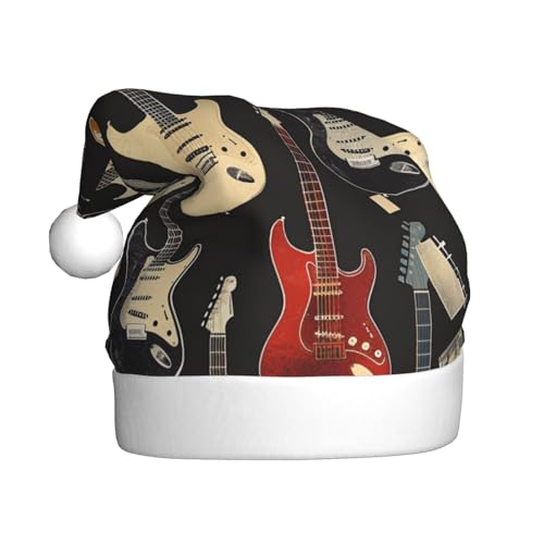 BWWHCCTI Weihnachtsmütze mit Gitarrenmuster für Erwachsene, Männer und Frauen, lustige Plüsch-Weihnachtsmannmütze, Weihnachten, Urlaub, Partyhut BWWHCCTI Weihnachtsmütze mit Gitarrenmuster für Erwachsene, Männer und Frauen, lustige Plüsch-Weihnachtsmannmütze, Weihnachten, Urlaub, Partyhut von BWWHCCTI