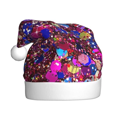 BWWHCCTI Weihnachtsmütze mit Glitzermuster für Erwachsene, Männer und Frauen, lustige Plüsch-Weihnachtsmannmütze, Weihnachtsfeier-Mütze BWWHCCTI Weihnachtsmütze mit Glitzermuster für Erwachsene, Männer und Frauen, lustige Plüsch-Weihnachtsmannmütze, Weihnachtsfeier-Mütze von BWWHCCTI